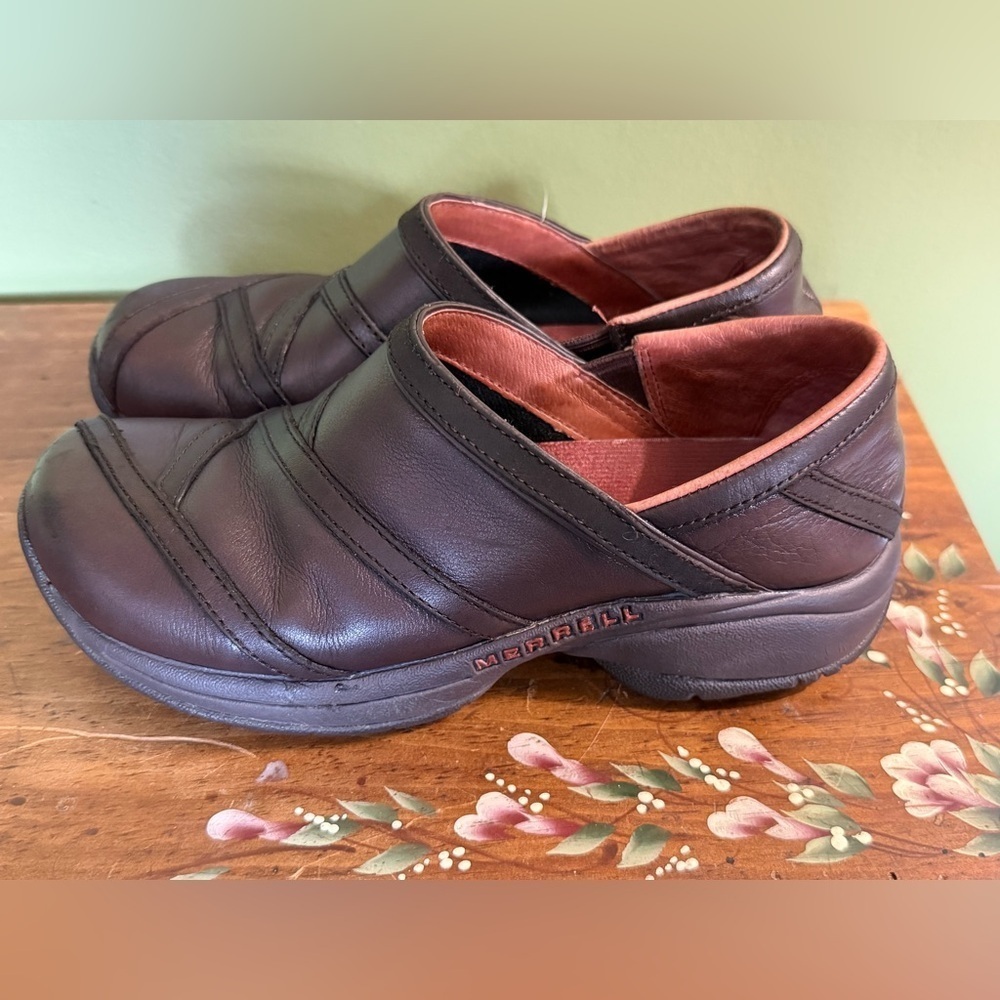 Merrell Women's Primo Patch Leather Bug Brown Sz 7 Clogs
